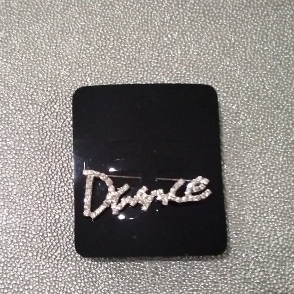 "Dance" Rhinestone Pin Brooch in Script 1" H x 2" L New With Tags - Picture 1 of 1